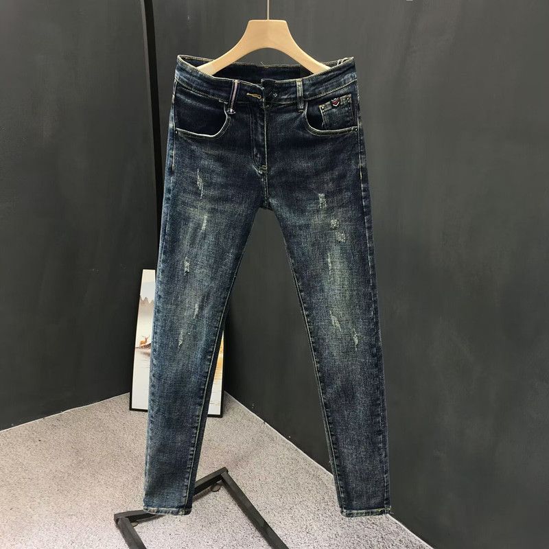 Jeans Men's Trendy Brand 2023 Spring And Summer Style Slim Fit Small-leg Pants Korean Style Trendy Casual Stretch Long Pants For Men_mkmklike.com