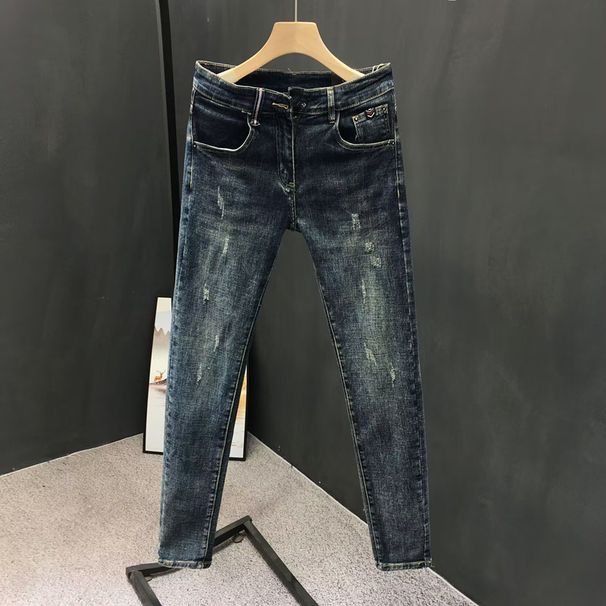 Jeans Men's Trendy Brand 2023 Spring And Summer Style Slim Fit Small-leg Pants Korean Style Trendy Casual Stretch Long Pants For Men_mkmklike.com