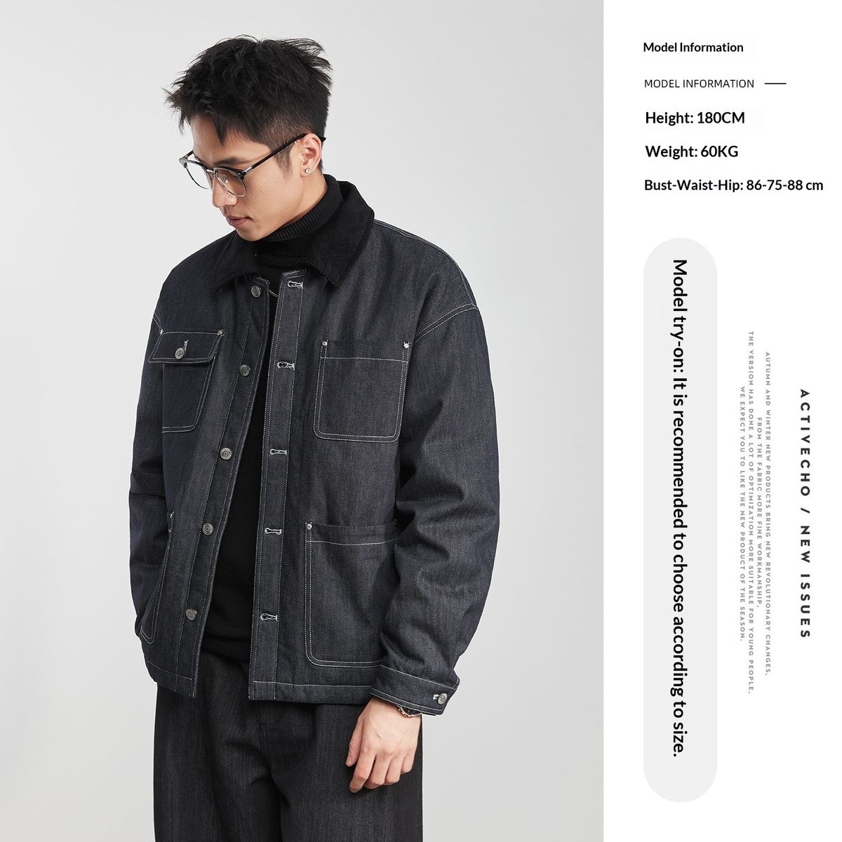 Yizhi "Simple Trend" 90 White Duck American Retro Denim Down Jacket Winter Men's Warm Fashion Versatile Coat_mkmklike.com