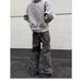 Men's Clothing Men's Cleanfit Distressed Whiskered Wide Leg Pants Retro Style Washed Grey Versatile Casual Denim Jeans_mkmklike.com