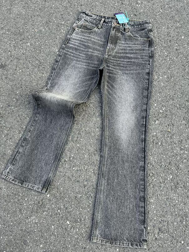 Men's Slim Bootcut Jean Selvedge Denim In Charcoal Black (Vintage Wash, Comfort Stretch, )_mkmklike.com