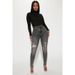 Women's Dark Blue High-Waisted Skinny Jeans Distressed High Elasticity Frayed Edges Slim Fit Denim Jeans_mkmklike.com
