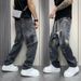 Streetwear Splatter Paint Jeans – Unisex High-Waisted Wide Leg Denim With Graffiti Wash (M-3XL, 90s Hip Hop, Distressed Hem, Vintage Baggy Fit)_mkmklike.com
