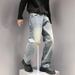 Men's Trendy Whiskered Washed Bamboo Joint Casual Workwear Jeans Cool And Stylish Straight Leg_mkmklike.com