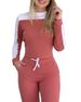 Women's Clothing new outdoor sports color matching long sleeved trousers comfortable casual suit for women_mkmklike.com
