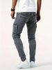 Men's Stretch Denim Cargo Pants – Utility Style With Comfort & Extra Pockets (Greyish, Sizes 30-38)_mkmklike.com