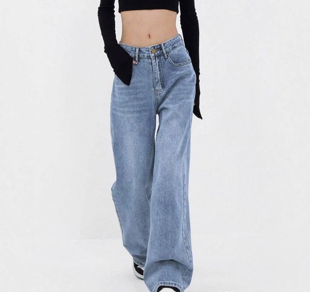 Y2K Wide Leg Denim Jeans For Women - Loose Fit Plus Size Floor Length Pants With Vintage Wash (S-XXL)_mkmklike.com