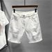 Men's Trendy White Ripped Denim Shorts Loose Straight Leg Mid-Waist Distressed Summer Thin Style Five Point Pants_mkmklike.com