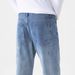 Men's Distressed Light Wash Denim Jeans With Graphic Print - High Street Fashion Straight Leg Casual Pants For Teens_mkmklike.com