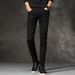Slim Fit Stretch Jeans For Men - Comfortable Black Skinny Denim Pants With Elastic Waistband & Zip Fly (Multiple Sizes Available)_mkmklike.com