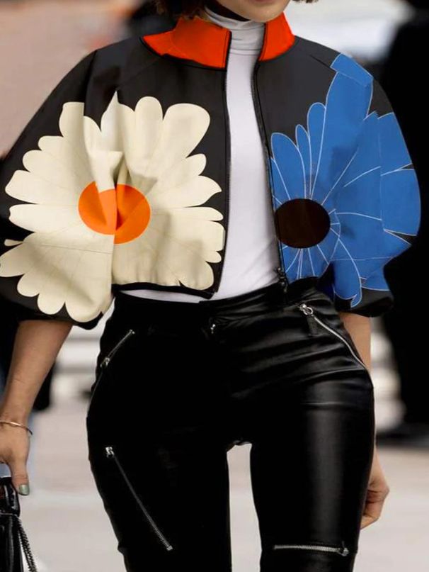 Women's Clothing Fashion Temperament Polka Dot Printed Short Top Jacket_mkmklike.com