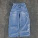 Women's High-Waisted Printed Denim Jeans Loose Fit Straight Leg Wide Leg Pants Machine Washable Trendy_mkmklike.com