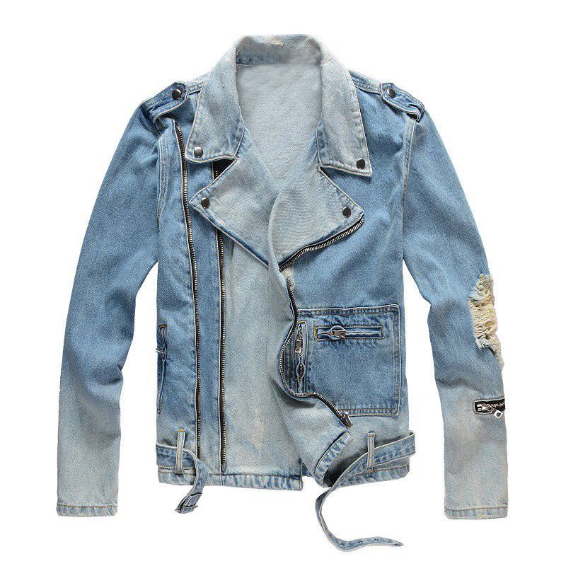 Men's Clothing American Retro Hole Men's Motorcycle Denim Jacket Jacket Destroyed Slim Fit Jacket Men Autumn And Winter 404_mkmklike.com