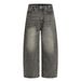 Punk Denim Scimitar Pants Men's Street Fashion American Style Loose Fit Vintage Washed Edge Wide-Leg Trousers_mkmklike.com