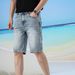 Men's Classic Vintage Washed Denim Shorts, Mid-Length Straight Fit, Comfortable Stretch, Summer Casual Shorts For Men_mkmklike.com