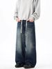 Men's Vintage Straight-Fit Jeans – Stretch Waist, Classic Washed Denim, Relaxed Comfort For Casual & Streetwear_mkmklike.com