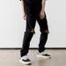 Men's Black High Street Distressed Skinny Straight Jeans Retro Hip Hop Ripped Denim Pants Washed_mkmklike.com