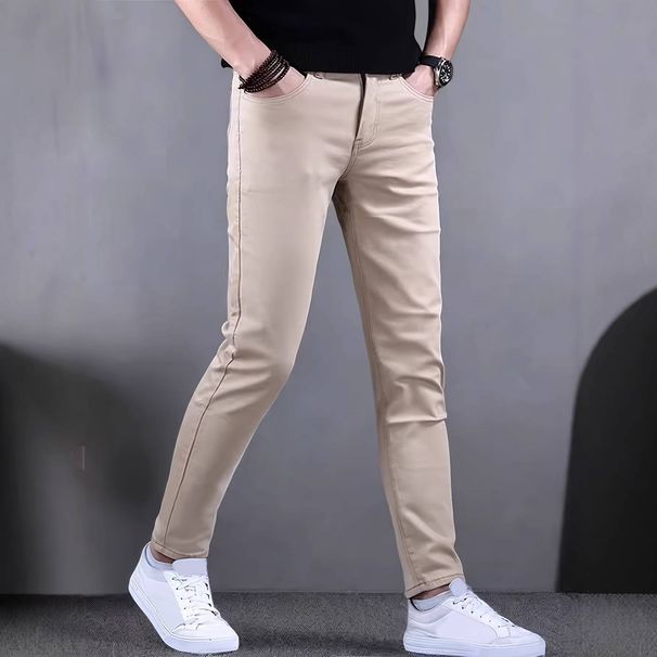 Men's Clothing Stretch Denim Skinny Jeans Slim Fit Multi Crafted Khaki Trousers_mkmklike.com