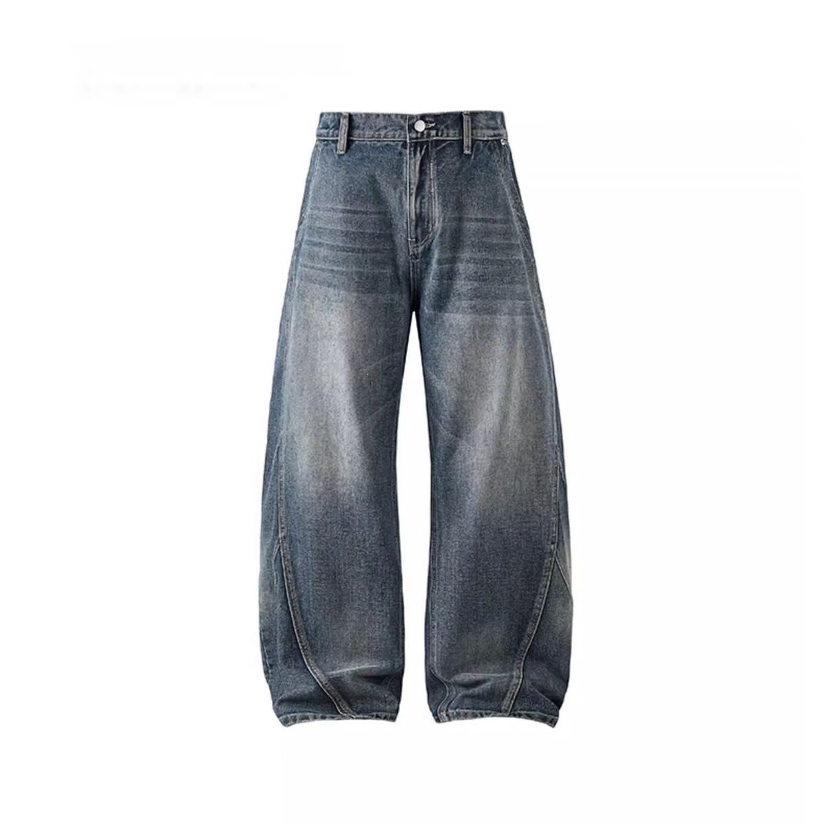 Men's Clothing Men's Wide Leg Curved Blade Jeans Washed Distressed Retro Style Spring Summer Loose Trendy Versatile Trousers_mkmklike.com
