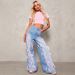 Women's High-Waisted Wide-Leg Jeans - Vintage Distressed Denim Pants With Bow Detail For Streetwear & Casual Outfits_mkmklike.com
