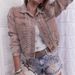 Trendy Studded Denim Jacket – Long Sleeve Cropped Style With Notch Collar (Khaki/Dusty Pink/Army Green, XS-L)_mkmklike.com