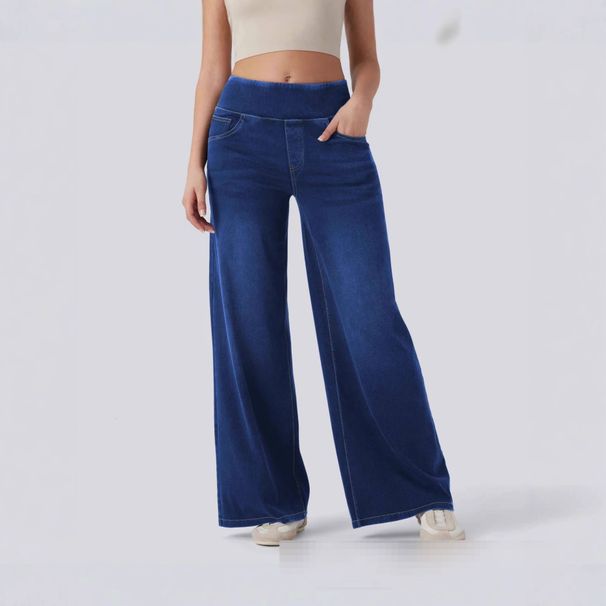 High-Waisted Wide Leg Jeans For Women - Stretch Zip-Fly Trousers With Vintage Wash, Comfortable Straight Cut Denim Pants (S-5XL)_mkmklike.com
