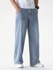 Relaxed Fit Casual Jeans For Men & Women - Comfortable Cotton Denim Pants With Washed Finish, Straight Leg & Multiple Pockets (Light Blue)_mkmklike.com