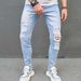Men's Clothing Personalized Trendy New Casual Jeans Men's Slim Ripped Trousers High Street Tights_mkmklike.com