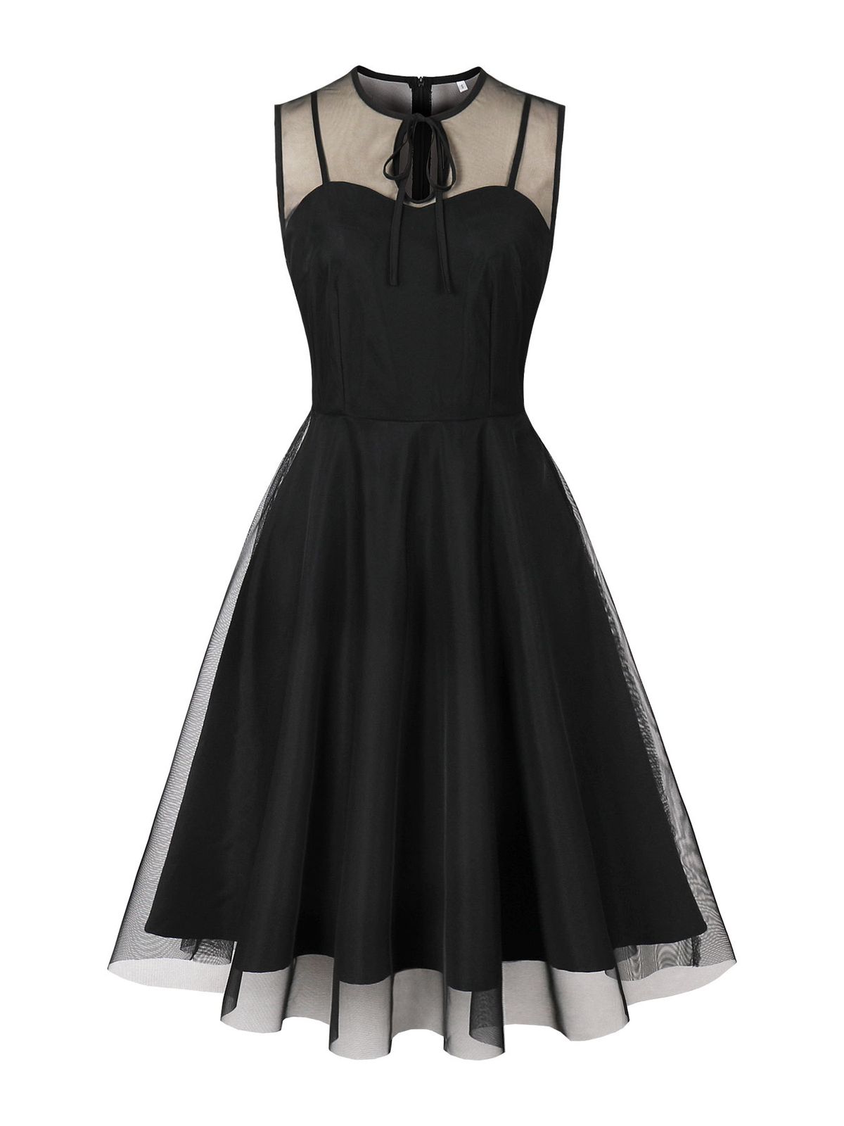 Women's Clothing supply mesh embroidery waist sleeveless Christmas palace swing mid length dress_mkmklike.com