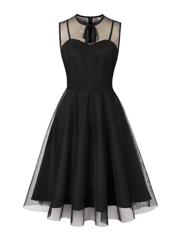 Women's Clothing supply mesh embroidery waist sleeveless Christmas palace swing mid length dress_mkmklike.com