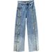 Women's Clothing hot diamond jeans women's wide leg pants spring new style high waist loose slim mopping pants trousers trend_mkmklike.com
