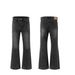 Distressed Black-Grey Bootcut Jeans – Vintage Washed Denim Pants With Subtle Flare & Classic Straight Fit (Men's High Street Retro Trousers)_mkmklike.com