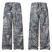 Loose Men's Casual Cargo Pants Retro Trendy High End Maple Leaf Washed Distressed Design_mkmklike.com