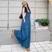 ELLE ELLE Age-Reducing Slimming Strap Denim For Women 2025 Autumn New Loose Fit Tall Long Blue Dress_mkmklike.com