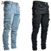 Men's Cargo Brand Slim Fit Skinny Jeans Korean Style Trendy Personality Jogger Ins Tight Pocket Pants_mkmklike.com