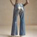 Women's Retro Gold Plated Flared Jeans Slimming Regular Fit Full Length Casual Fashion_mkmklike.com