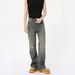 Men's Clothing Retro Distressed Ripped Jeans Men's Straight Leg Flare Slim Fit Pants High Street Vibe Trendy_mkmklike.com