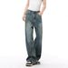 Men's Retro Distressed Wide Leg Jeans – Loose Fit Vintage Denim Pants (S-XL, Blue & Black Options)_mkmklike.com
