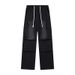 Men's Pleated Workwear Jeans – Double 3D Pocket Retro Denim Pants With Distressed Wash, Relaxed Fit & Vintage Stitching, Wide-Leg Casual Trousers_mkmklike.com
