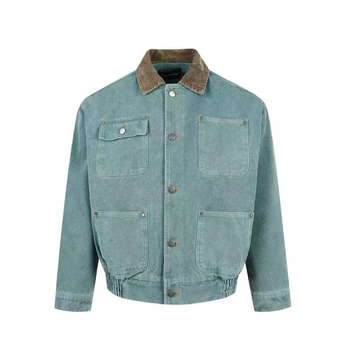 Autumn American Retro Washed Salted Distressed Short Wide Boxy Fit Cleanfit Men's Casual Jacket_mkmklike.com
