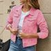Women's Classic Denim Jacket - Long Sleeve Casual Coat With Timeless Fit (Black/White/Light Blue/Pink, S-2XL)_mkmklike.com