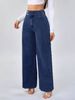 K Versatile Straight Tube Loose High Waisted Double Button Solid Color Women's Jeans_mkmklike.com