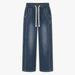 Laike Men's Washed Jeans Summer Style Loose Straight Leg Casual Pants Trendy Versatile Denim_mkmklike.com