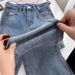 Women's High Waist Flared Jeans - Retro Blue & Black Stretch Denim Pants Summer Lightweight Comfortable Petite-Friendly Bootcut_mkmklike.com