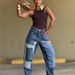 Women's Clothing Women's Tapered Jeans Multi Pocket Deconstructed Patchwork For Formal & Casual For Women_mkmklike.com