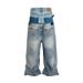 Men's Clothing Double Stitching Design Jeans For Men And Women Loose Versatile Couples Same Style Straight Trousers_mkmklike.com