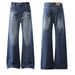 Vintage Washed Distressed Straight Jeans For Men & Women - Mid Waist Slim Fit Comfortable Denim Pants With Cat Whisker Details_mkmklike.com