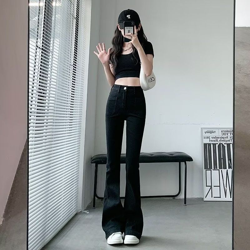 Hong Kong-style Retro High-waisted Jeans Women, Autumn 2022 New Model, Slimming And Versatile, Slightly Flared Long_mkmklike.com