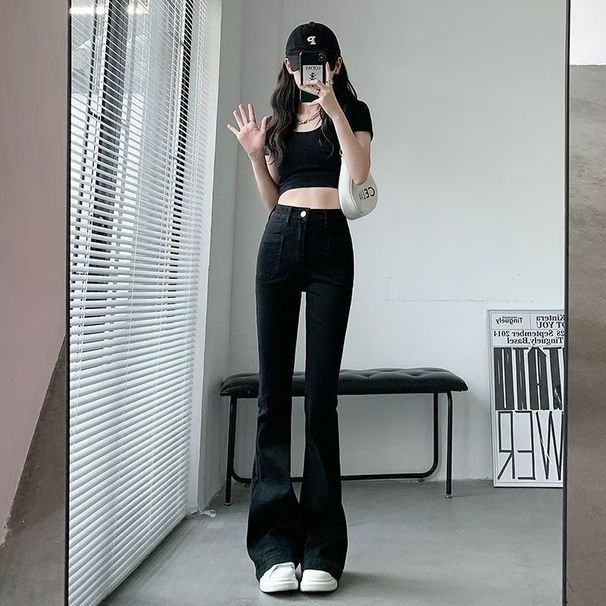 Hong Kong-style Retro High-waisted Jeans Women, Autumn 2022 New Model, Slimming And Versatile, Slightly Flared Long_mkmklike.com
