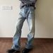 High Street American Style Washed Vintage Jeans For Men Loose Straight Slightly Flared Slimming Pants_mkmklike.com